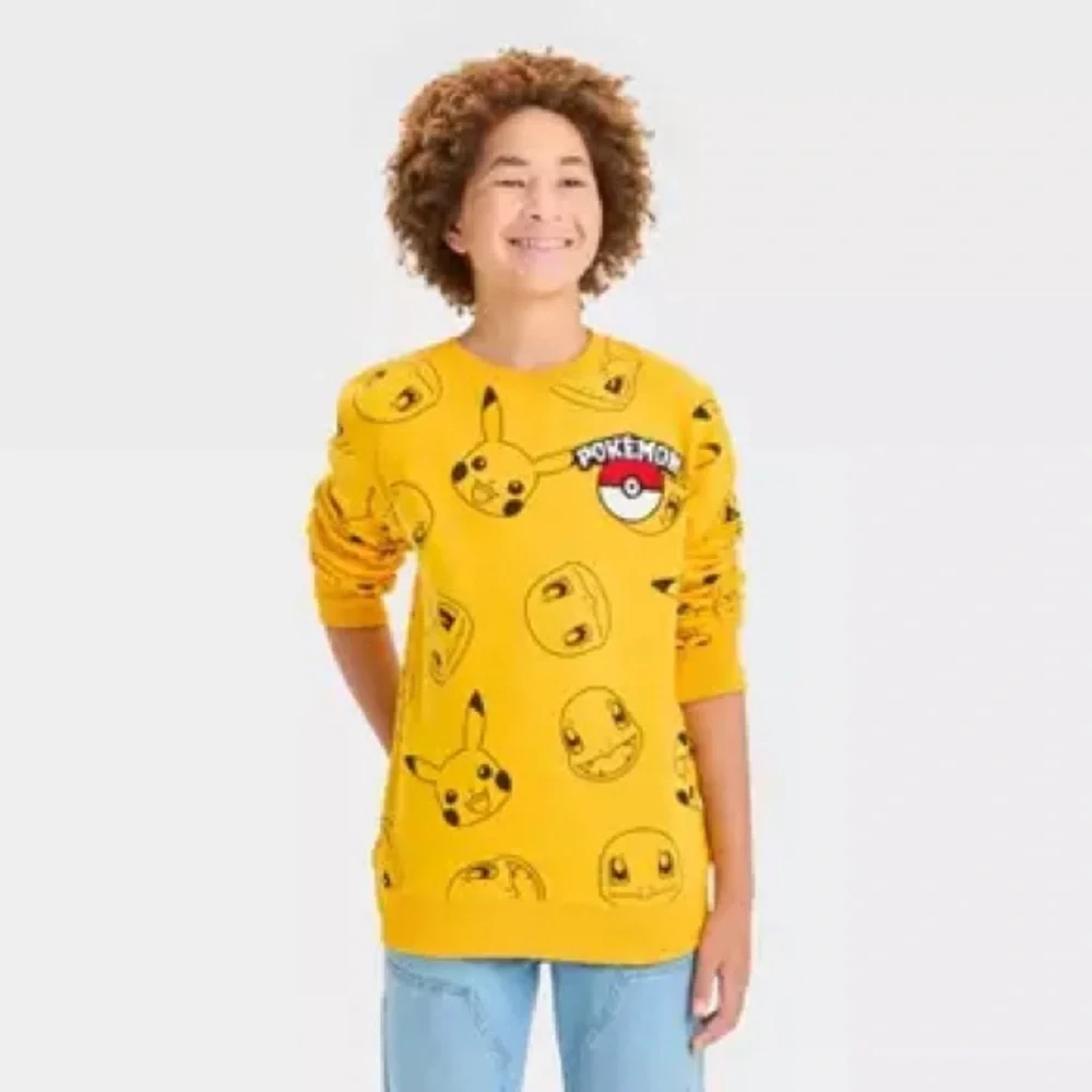 Pokemon Kids Yellow Graphic Sweatshirt Size Medium NWT